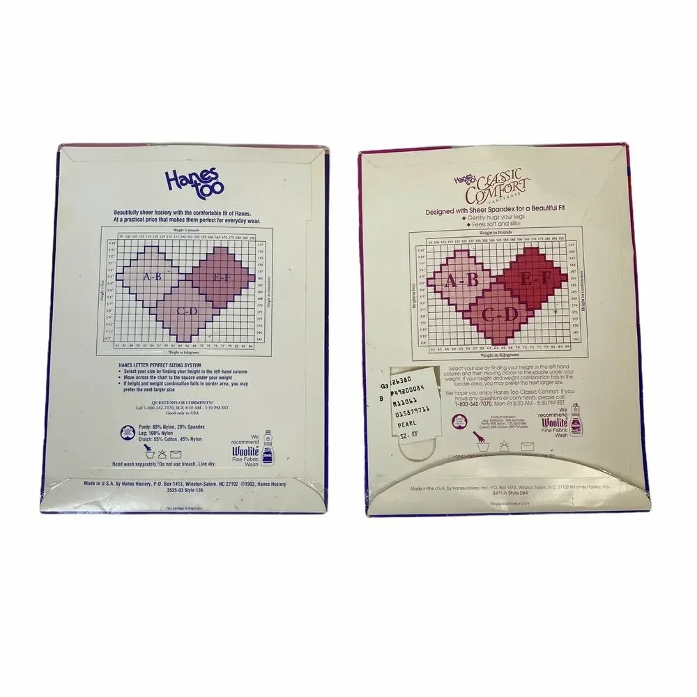 Hanes Too VTG 90s Control Top Sheer Pantyhose Pearl 2 Pack NOS Womens EF NEW
